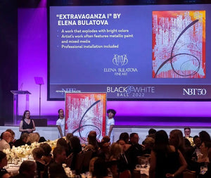 Elena Bulatova presents artwork at Auction for Black & White Ball