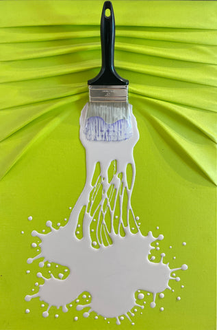 "Silver Splash On Light Green Small Canvas"
