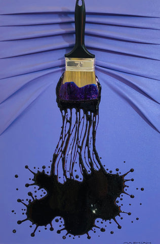 Black Splash on Purple Small Canvas