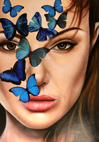 "Angelina with Blue Butterflies"